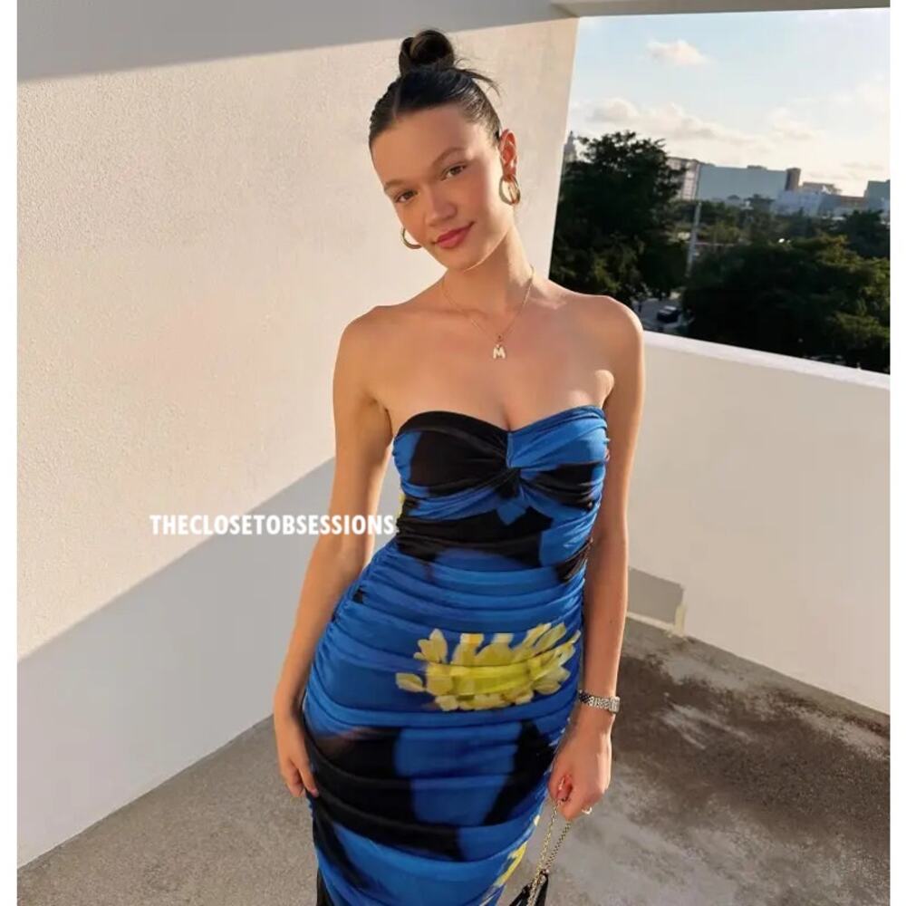ZARA BLOGGER FAVE!!! Fitted Strapless Dress NWT - Picture 4 of 16